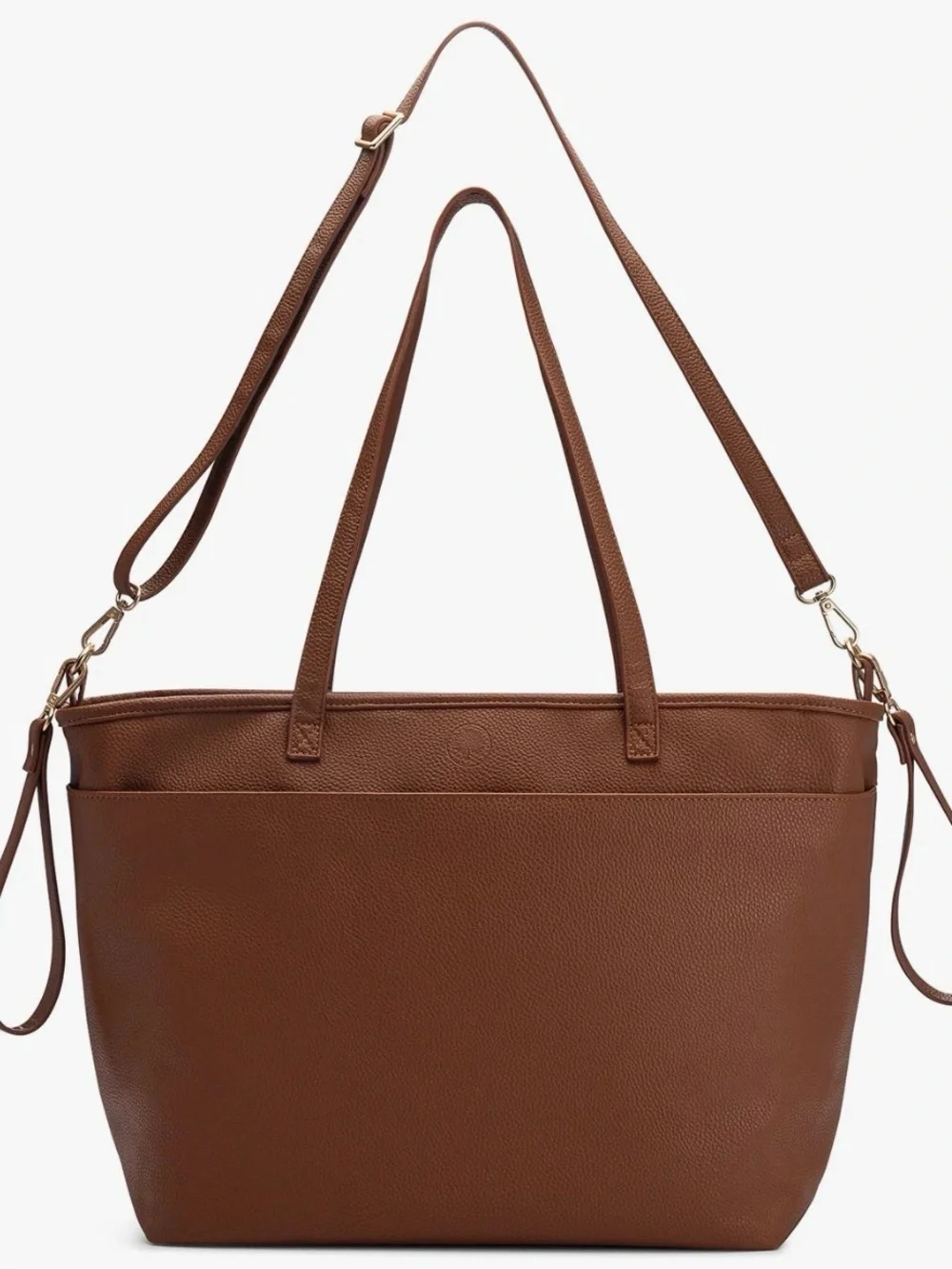 Everyday Brown Leather Tote Bag with Shoulder Straps
